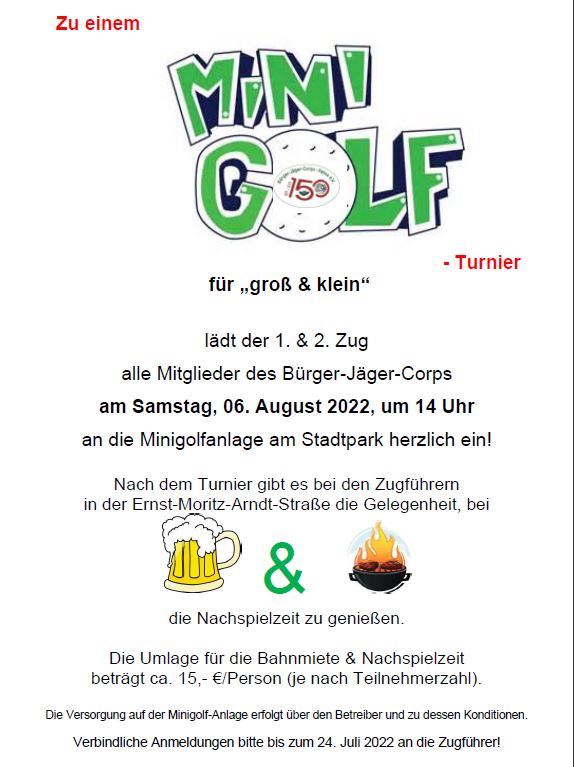 Minigolfturnier des BJC – Gastgeber 1. & 2. Zug